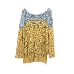 Medieval mesh‎ knit sweater pullover Color block sparkly metallic chain mail